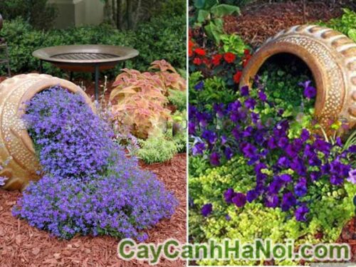 Ý tưởng thiết kế vườn: Làm một thác hoa từ chậu bể