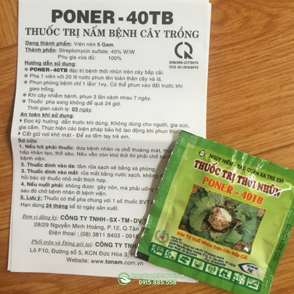 Cách sử dụng thuốc thối nhũn Poner-40TB