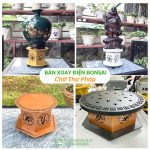 Bàn Xoay Điện Bonsai Chữ Thư Pháp