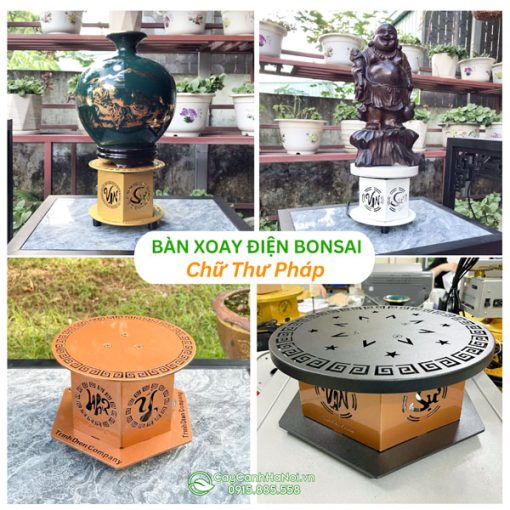 Bàn xoay điện bonsai chữ thư pháp